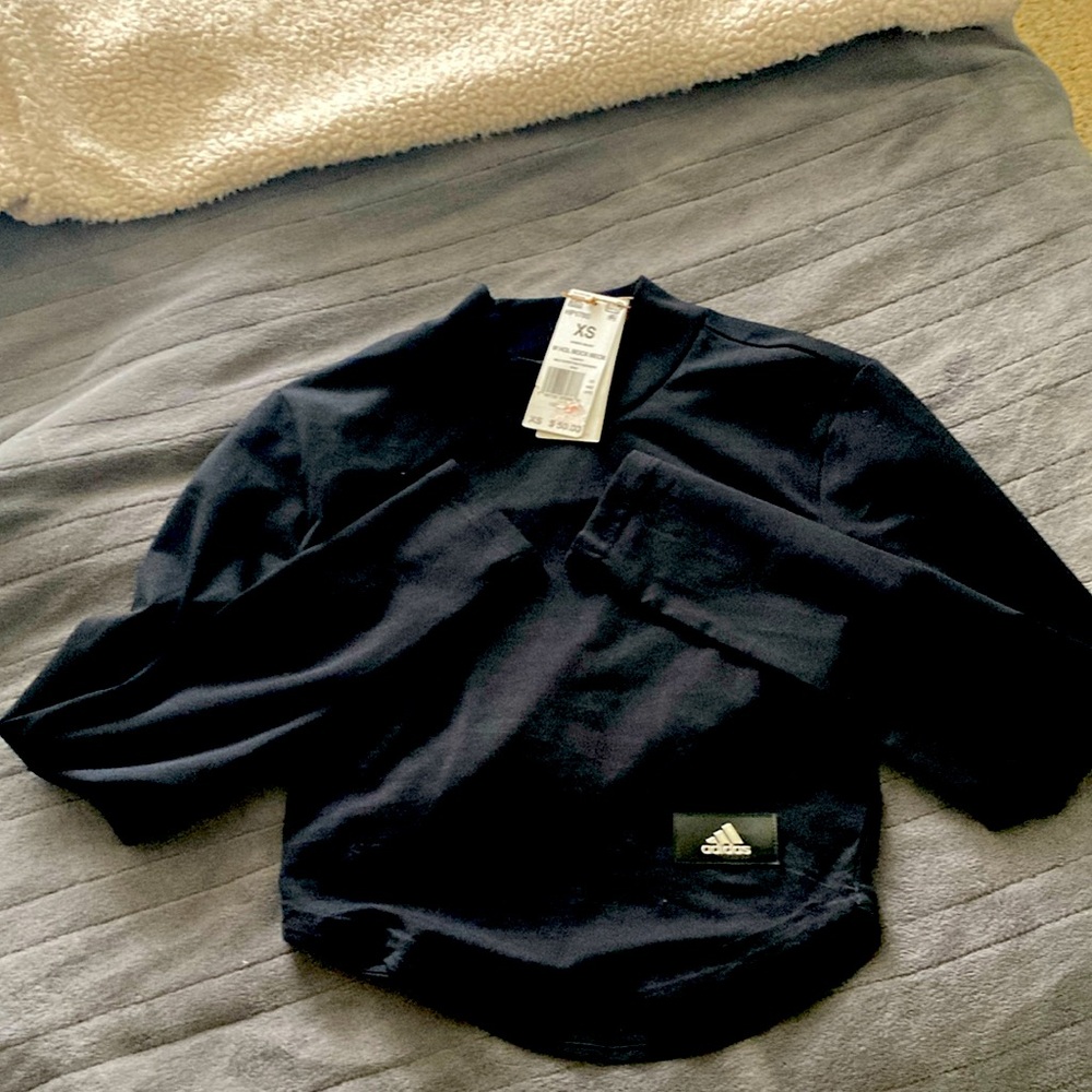 Adidas black XS mock tyrtleneck long sleeve workout top